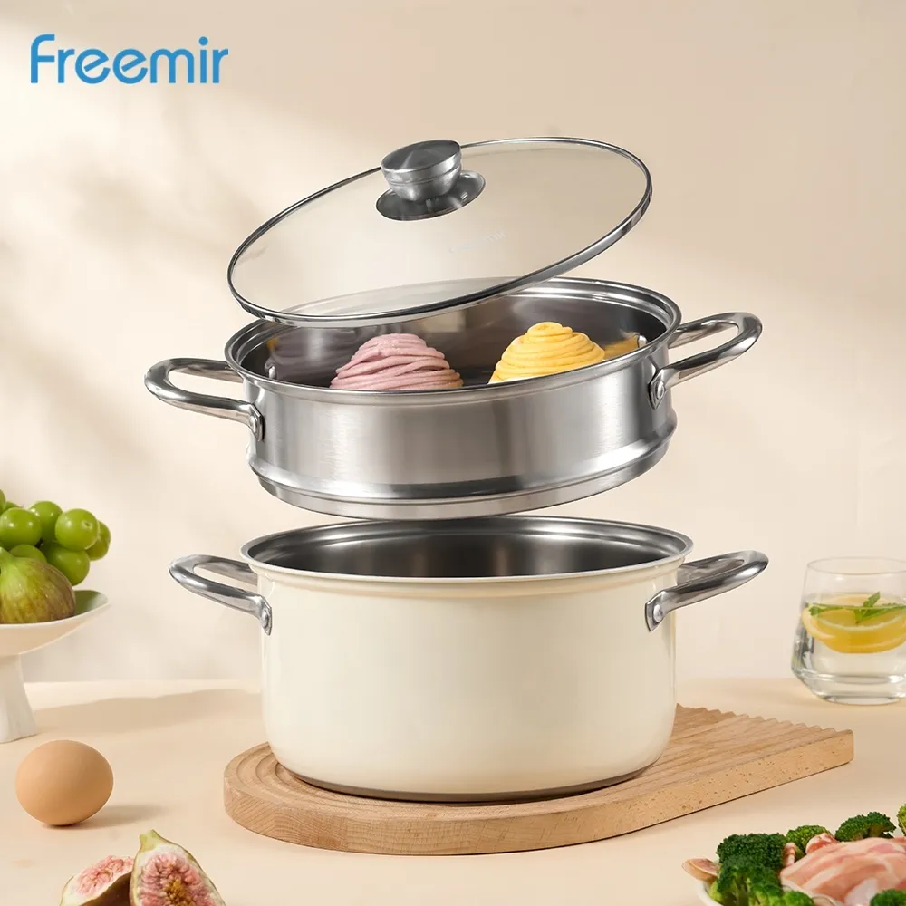 Special freemir Panci Kukus Tingkat 24cm Stainless Steel Anti Karat Kukus Rebus Dalam Satu Waktu