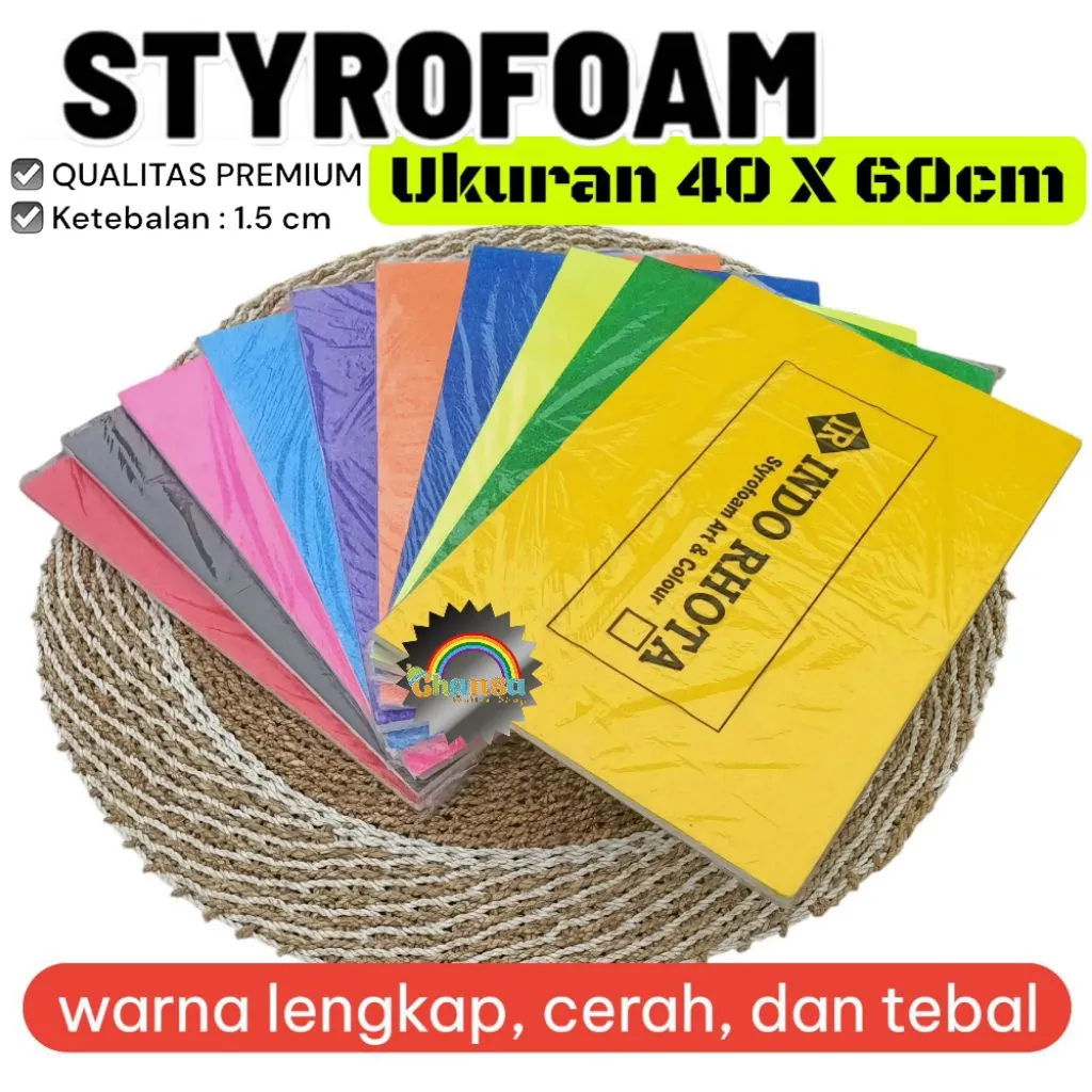 Styrofoam Warna - Warni  / Busa Warna / Gabus Warna- Warni / STYROFOAM WARNA-WARNI 40x60