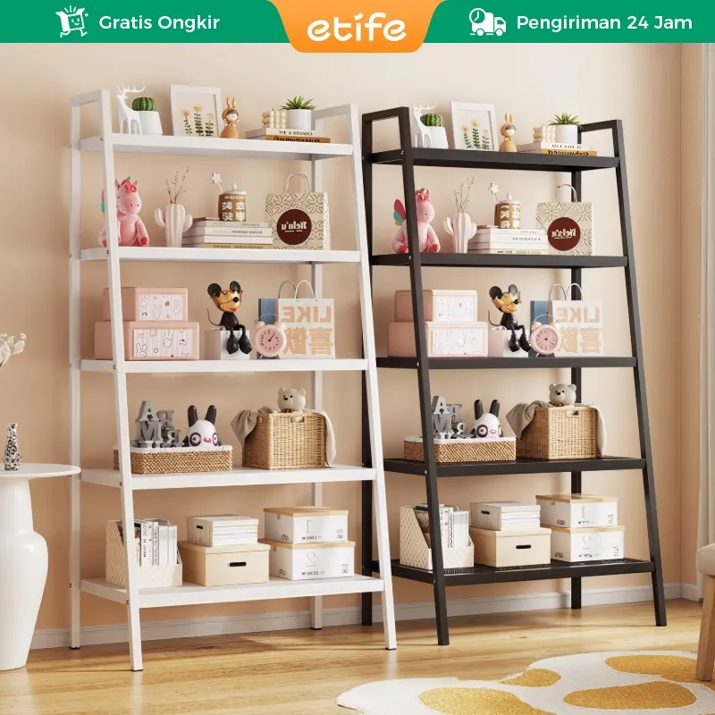 E-TIFE Rak Buku Rak Ruang Tamu Serbaguna Rak Buku Minimalis Aesthetic Rak Besi Rak Bunga