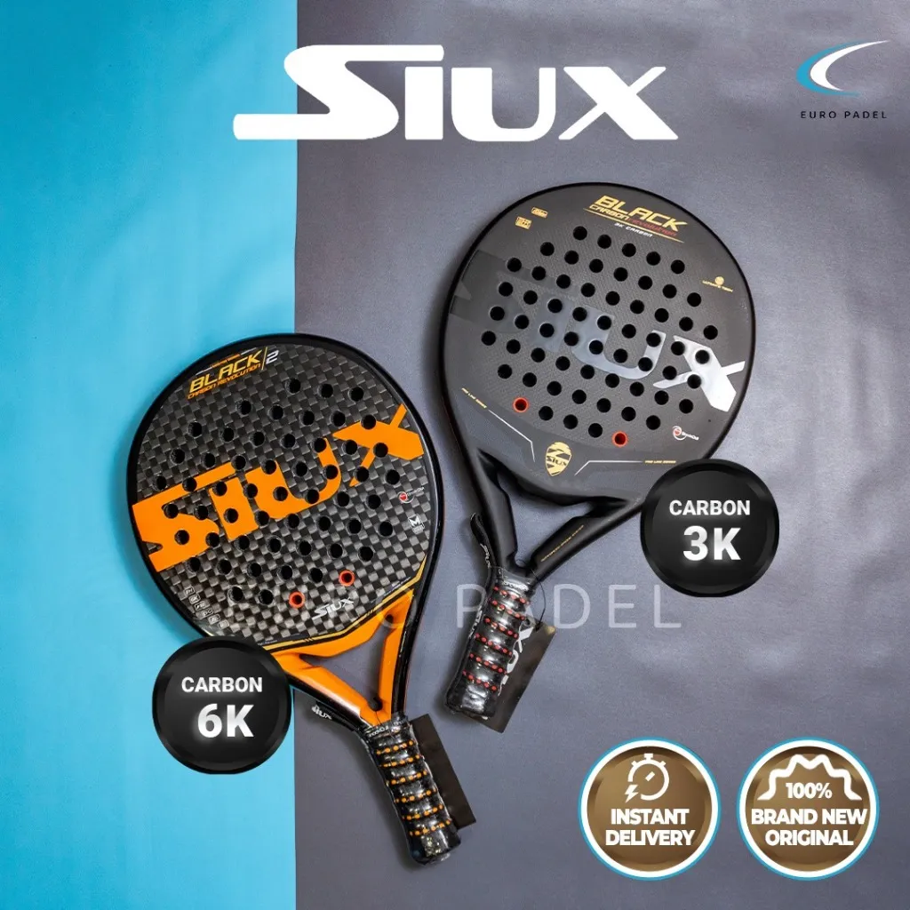SIUX BLACK CARBON REVOLUTION 3K Intermediate Round Padel Racket Original