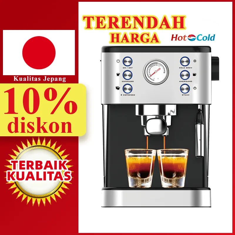 LAHOME Hot / Cold 5-in-1 Coffee Maker Machine 900W Kualitas Terbaik Mesin Kopi Espreso Otomatis Mesin Kopi Seduh Dingin Pembuih Susu Otomatis Mati 20 Bar Cerdas Espresso Coffee Make Machine Americano