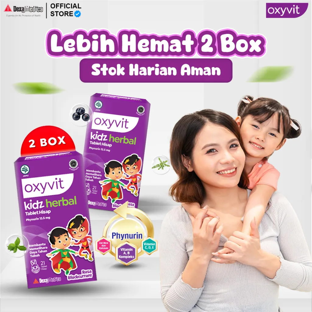 LEBIH HEMAT !!!  - 2 Box Oxyvit Kidz Hisap Vitamin Herbal Andalan Keluarga Untuk Imun Booster Anak