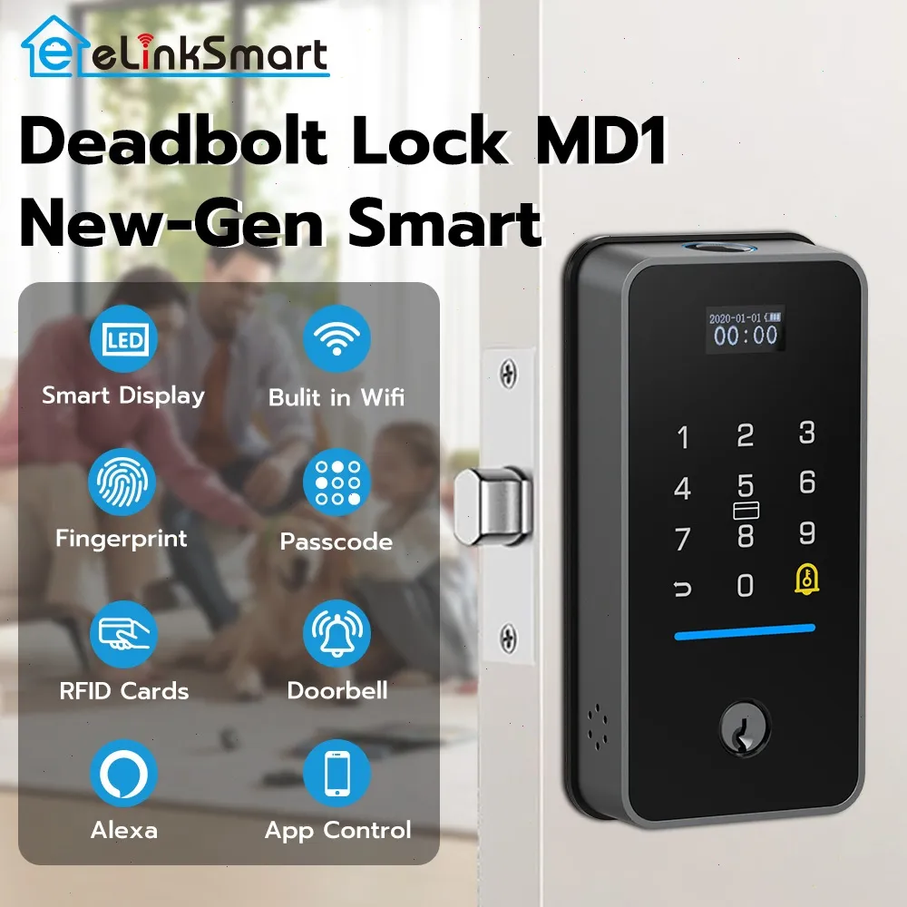 Smart Deadbolt Lock with Auto Lock Sensor, Fingerprint Keyless Entry Door Lock for Front Door,Code Keypad, RFID Card