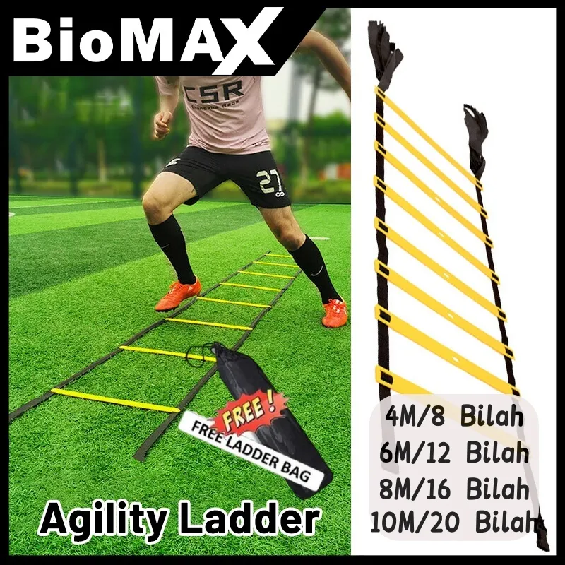 Agility Ladder Drills Speed Tangga Kelincahan Ladder Futsal 10m 20 bilah Futsal Soccer Sepak Bola 6M 12 Bliah