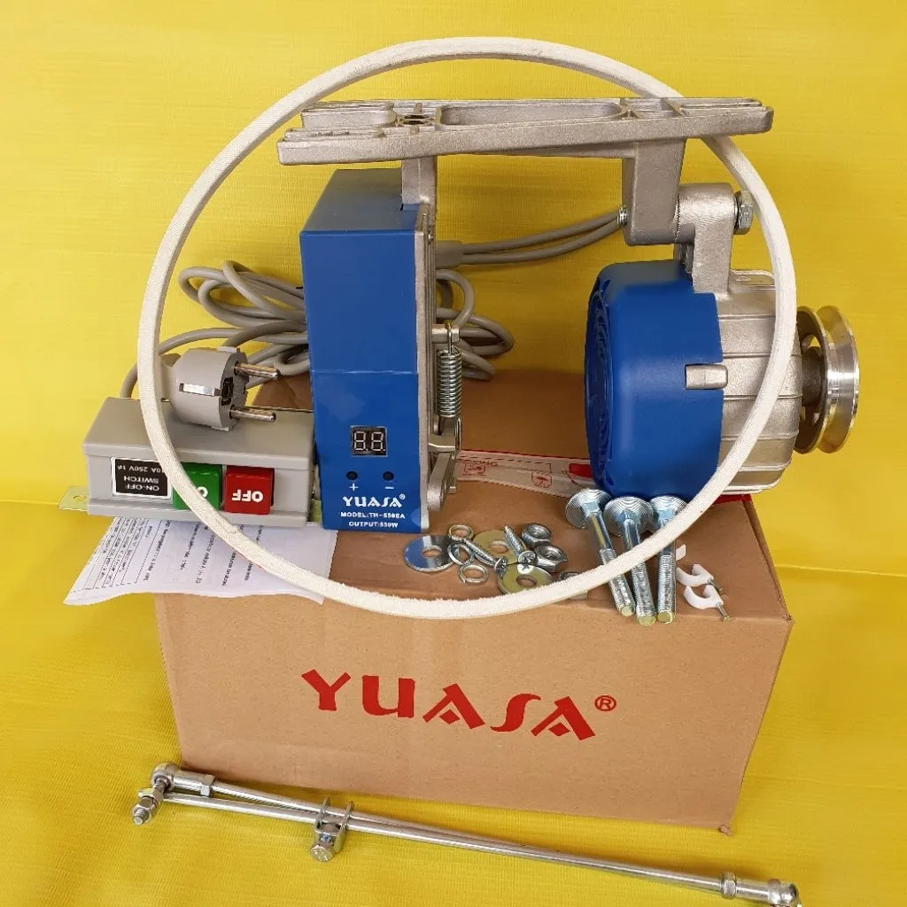 dinamo servo yuasa TH-550EA warna biru original untuk mesin jahit obras overdcck rante binamo binamu ginamu ginamo jenamo bidamu serpo serfo serko