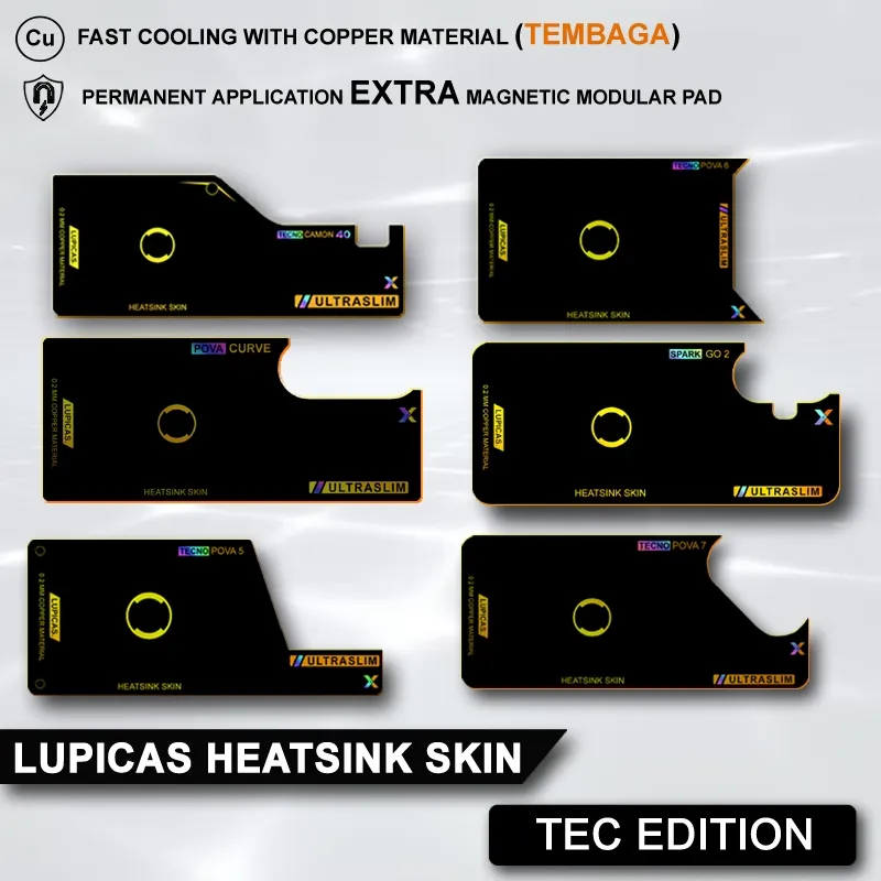 LUPICAS COOLING PAD HEATSINK SKIN TEMBAGA 0.2 MM PENDINGIN SMARTPHONE ULTRASLIM TECNO EDITION