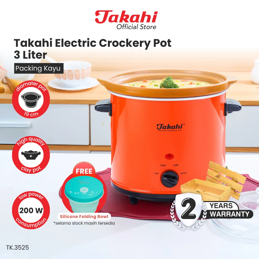 Takahi Electric Crockery Pot 3 Liter |  (INCLUDE PALET) | Slow Cooker