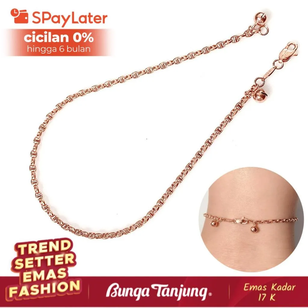 GELANG KAKI HERME VARIASI - EMAS 17K - BUNGA TANJUNG GOLD