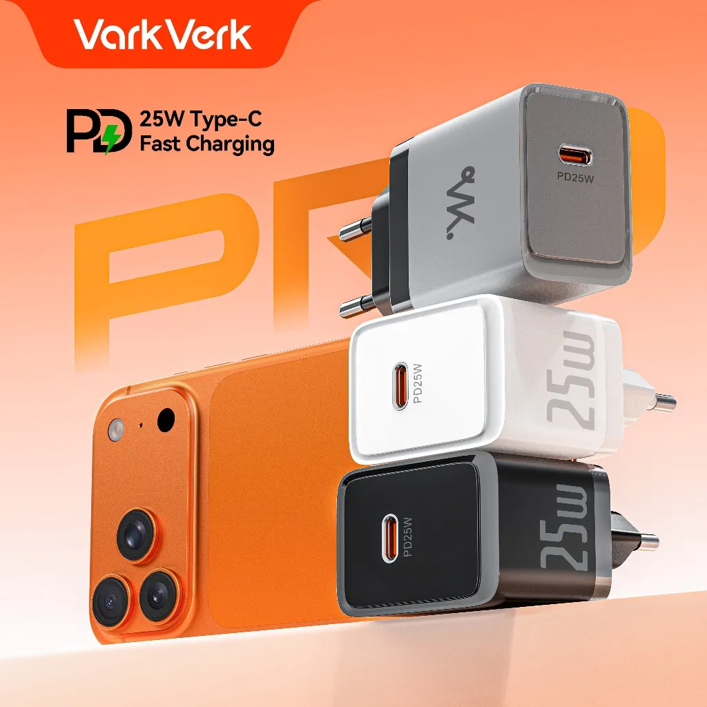 VarkVerk(TC-04) PENGISI DAYA SUPER CEPAT PD 25W Type C Charger For iPhone / PD 25W Fast charging Power adapter for Samsung oppo vivo xiaomi redmi poco