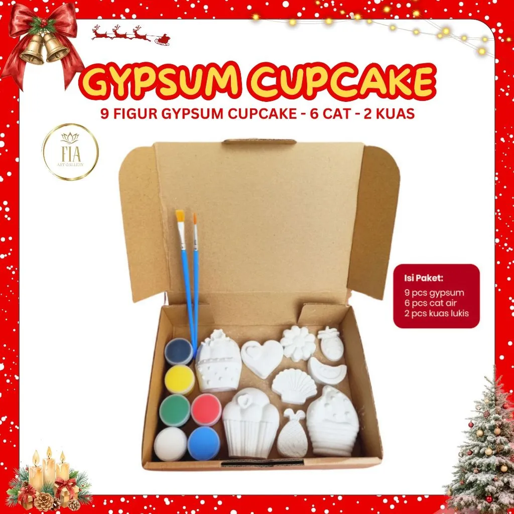 Painting Kit Gypsum Cupcake DIY Melukis Mewarnai Patung Gipsum Mainan Edukasi Anak Set Alat Lukis Kuas Cat Air Minyak Watercolor Hewan Laut Kendaraan Serangga