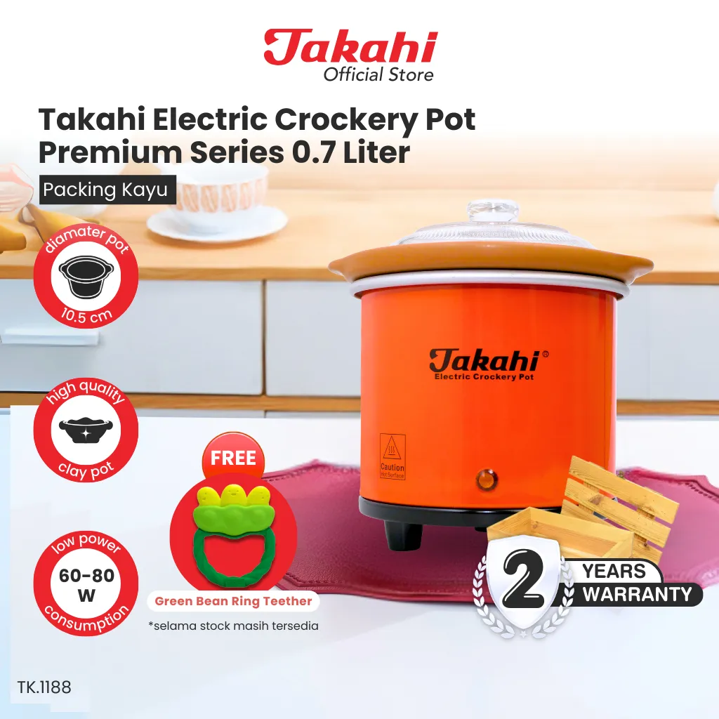 Takahi Electric Crockery Pot 0.7 Liter Premium Series (INCLUDE PALET) | Slow Cooker