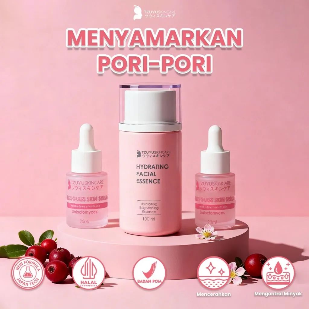 TZUYU SKINCARE Lightening Hello Glass Skin Serum Alpha Arbutin Niacinamide Free Essence 3pcs BPOM