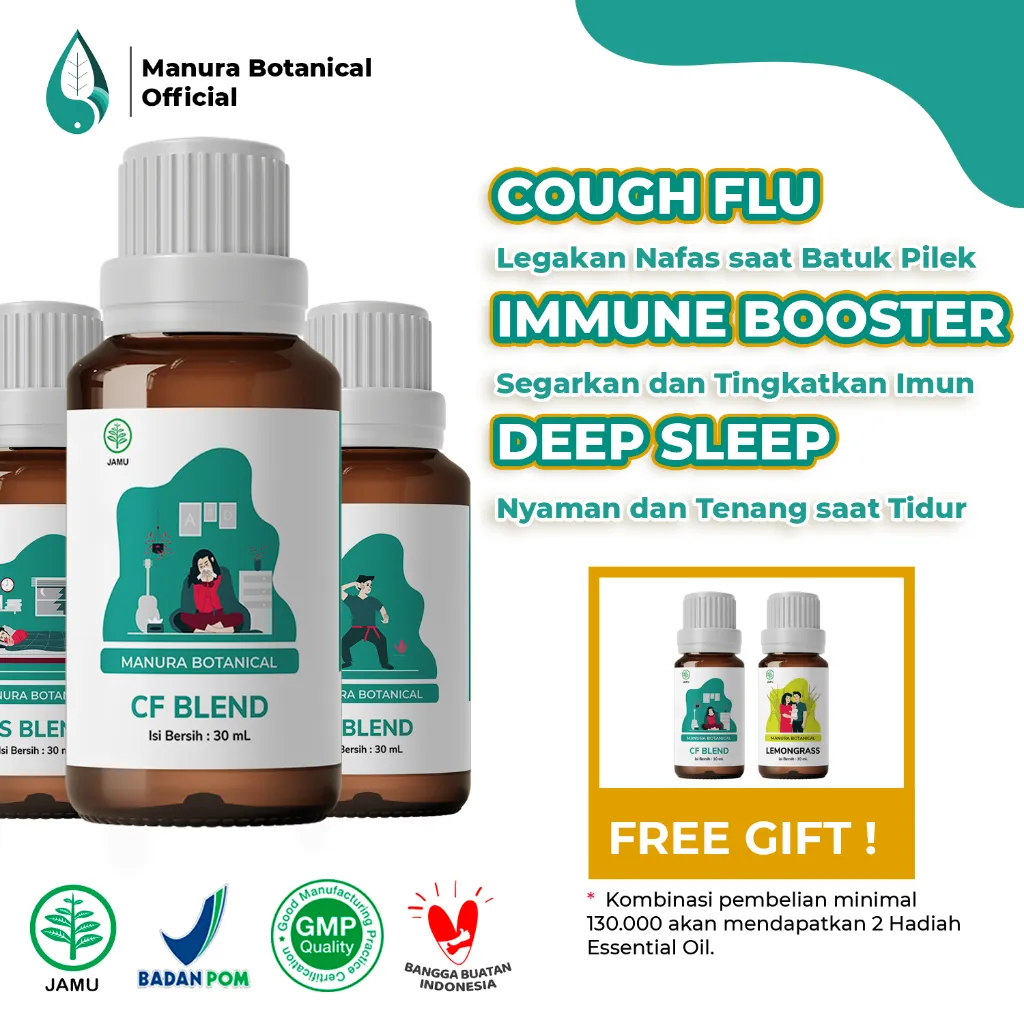 MANURA Essential Oil Alami Tanpa Kimia Sintetis Tahan Lama Aromatherapy Diffuser Therapeutic Grade
