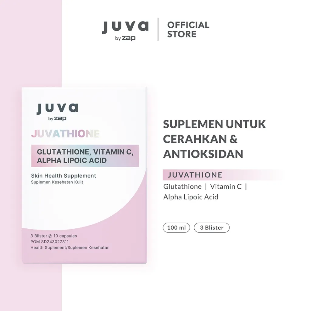 Juvathione with Vit C - Glutathione, Vitamin C, dan Alpha Lipoic Acid - 30 kapsul