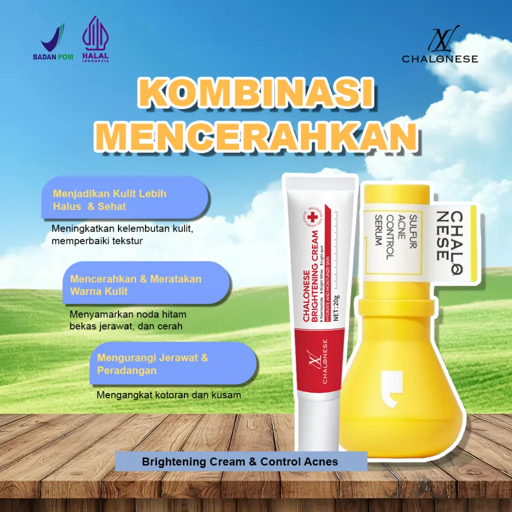 [CHALONESE] PAKET SKIN CALM SET 2IN1 (1PC WHITENING+1PC ACNE SERUM) Mencerahkan Wajah dan Mengatasi Masalah Jerawat BPOM