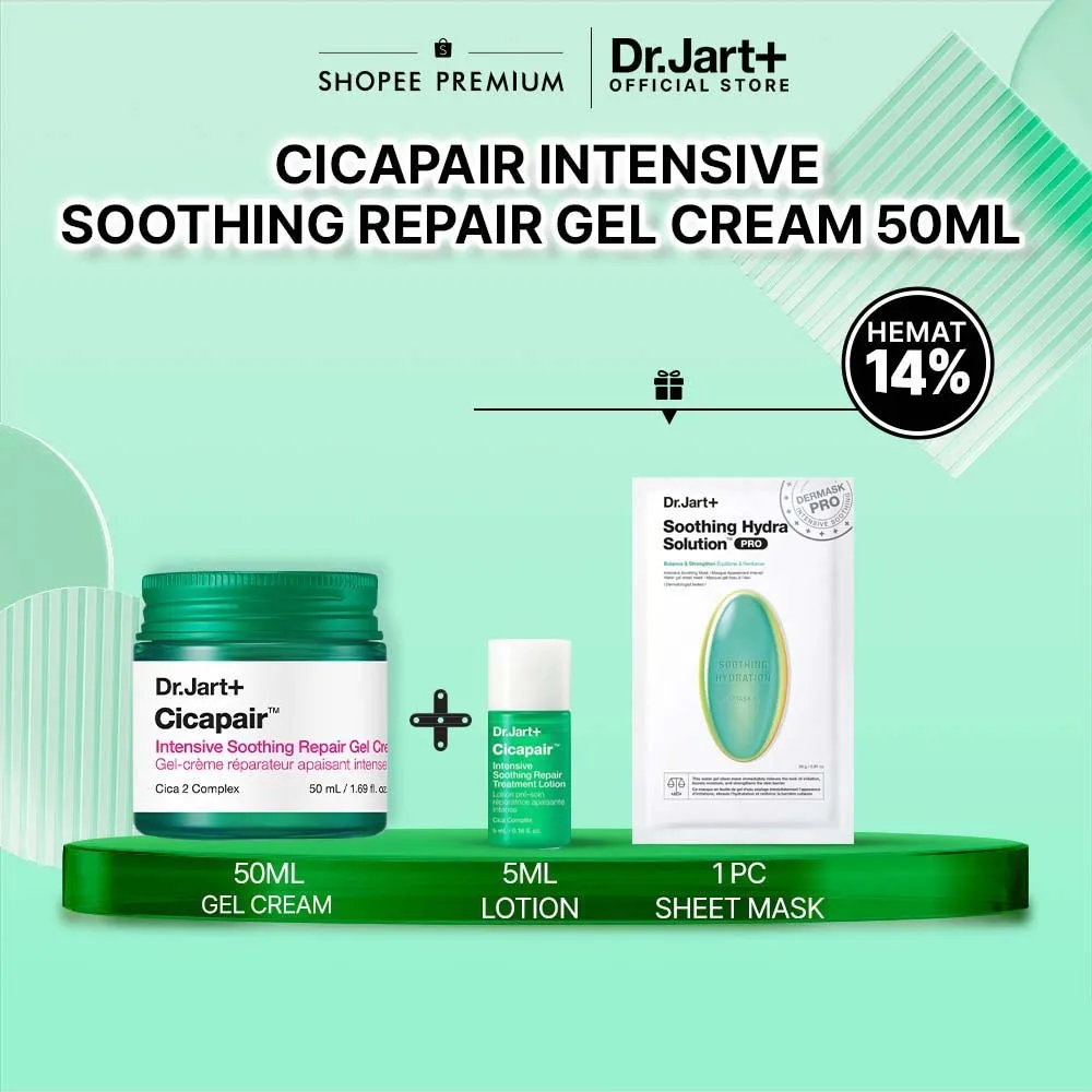 Dr Jart Cicapair Intensive Soothing Repair Gel Cream 15ml/50ml | Moisturizer Gel | Gel Pelembap Kulit Sensitif/Berminyak