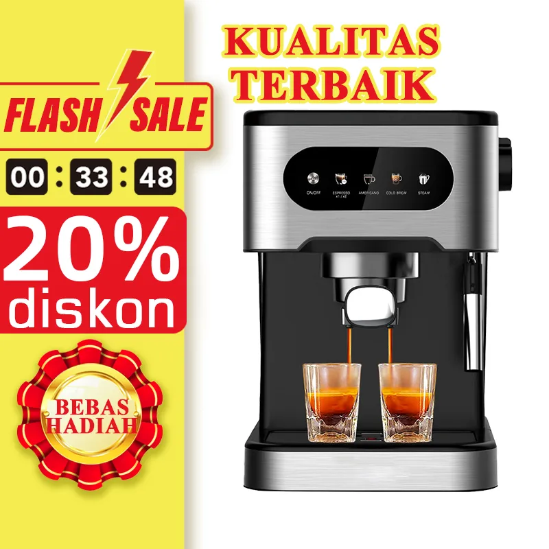 LAHOME 5 In 1 Function Mesin Kopi 900w Espreso Otomatis Mesin Kopi Seduh Dingin Panel Sentuh LCD Dengan Pembuih Susu Otomatis Mati seduh dingin 20Bar Cerdas Digital Coffee Maker Machine Cold & Hot Brew Americano Espresso 1 Shot 2 Shot Milk Frother