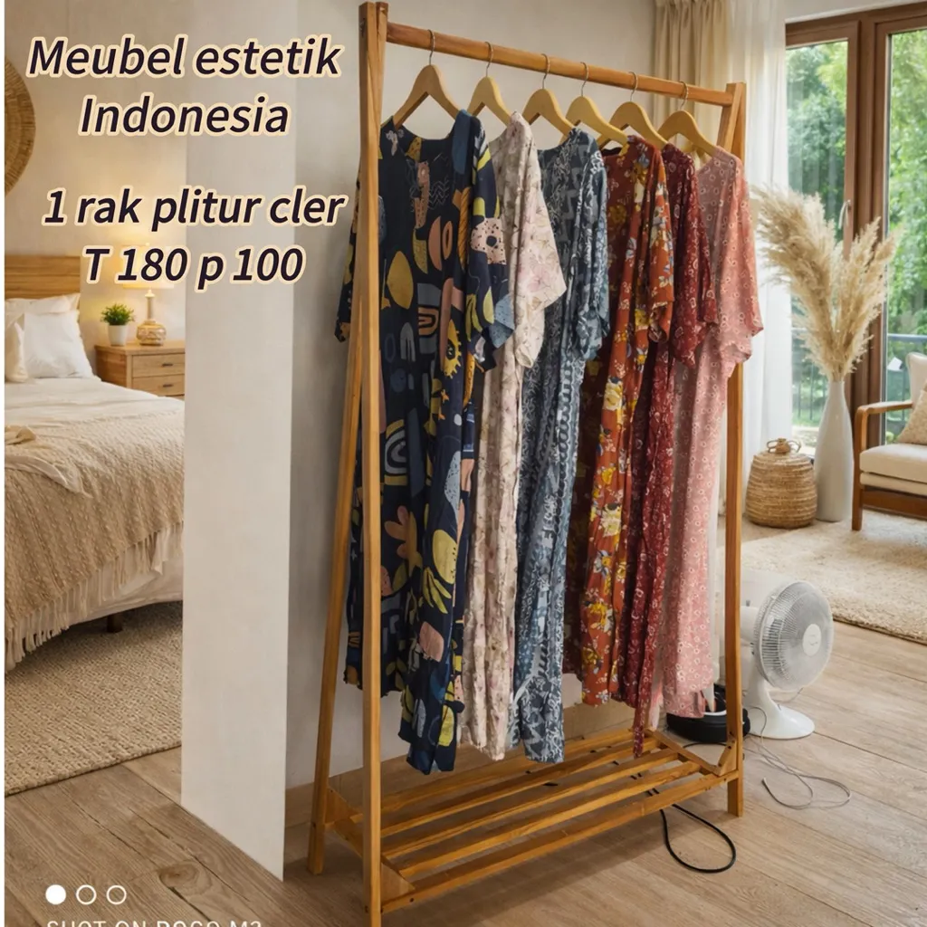 Gantungan baju kayu Stand Hanger Gantungan Baju Berdiri Bahan kayu jati Tempat Gantung Baju Gawangan Baju Rak Baju Serbaguna Premium Quality kuat tampung baju banyak