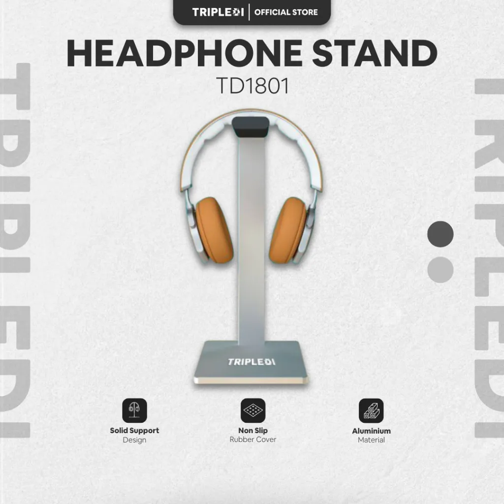 TRIPLEDI Stand Headphone TD1801 Aluminium Alloy Holder Headset Gaming Detachable Tempat Display Hanger Bracket Portable Anti Slip