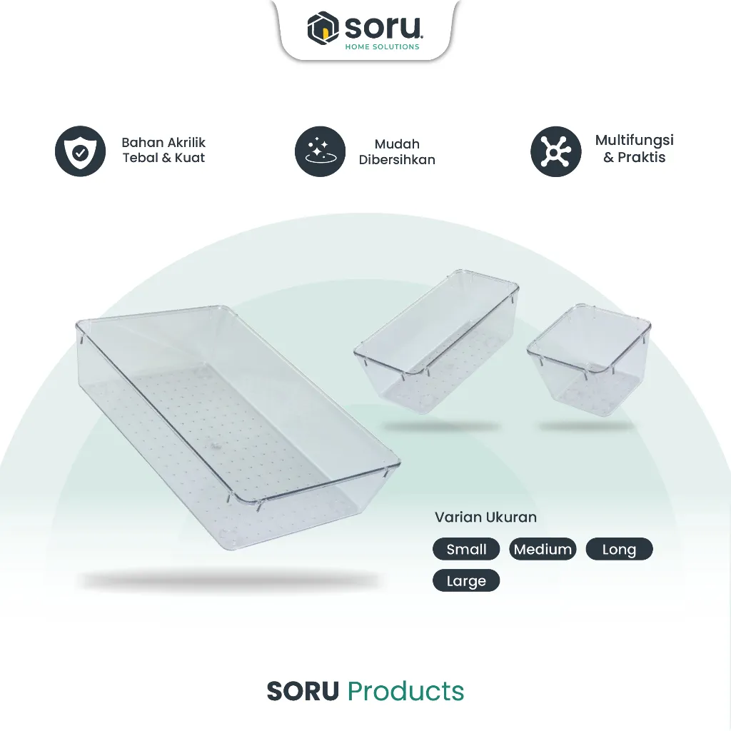 SORU - Organizer Laci Akrilik Serbaguna Drawer Storage Box Tempat Penyimpanan Rumah Kantor