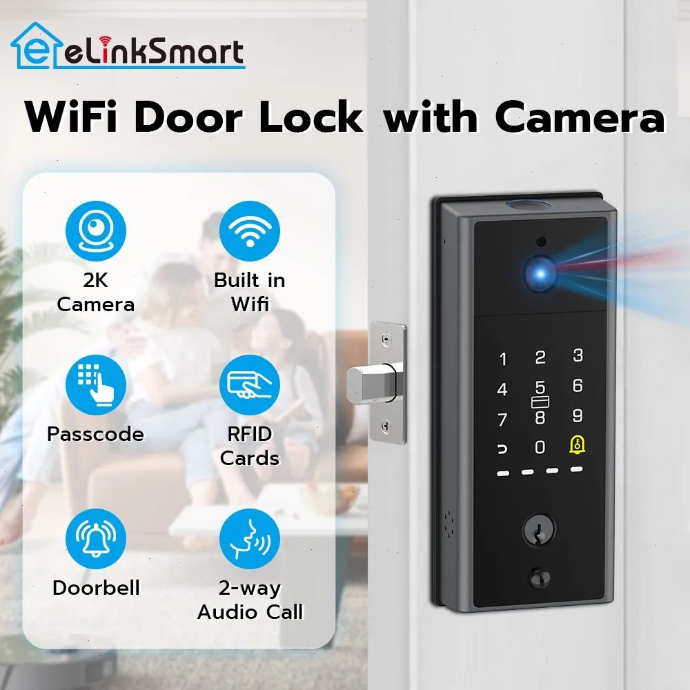 Smart Deadbolt Lock with Camera, Fingerprint Keyless Entry Door Lock for Front Door, Built-in WiFi