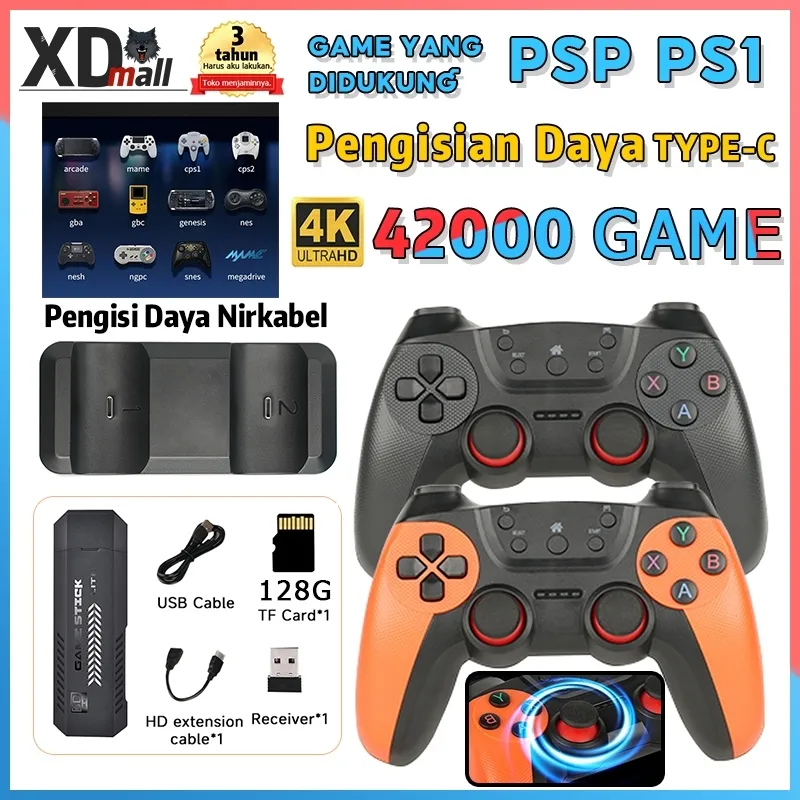 X2 Ultra Game Stick 3D 4K Wireless Gamepad 2Player TV HDMI Connect PSP PS1 41800+Games Penting Untuk Pertemuan Keluarga Konsol Game Retro Game Console