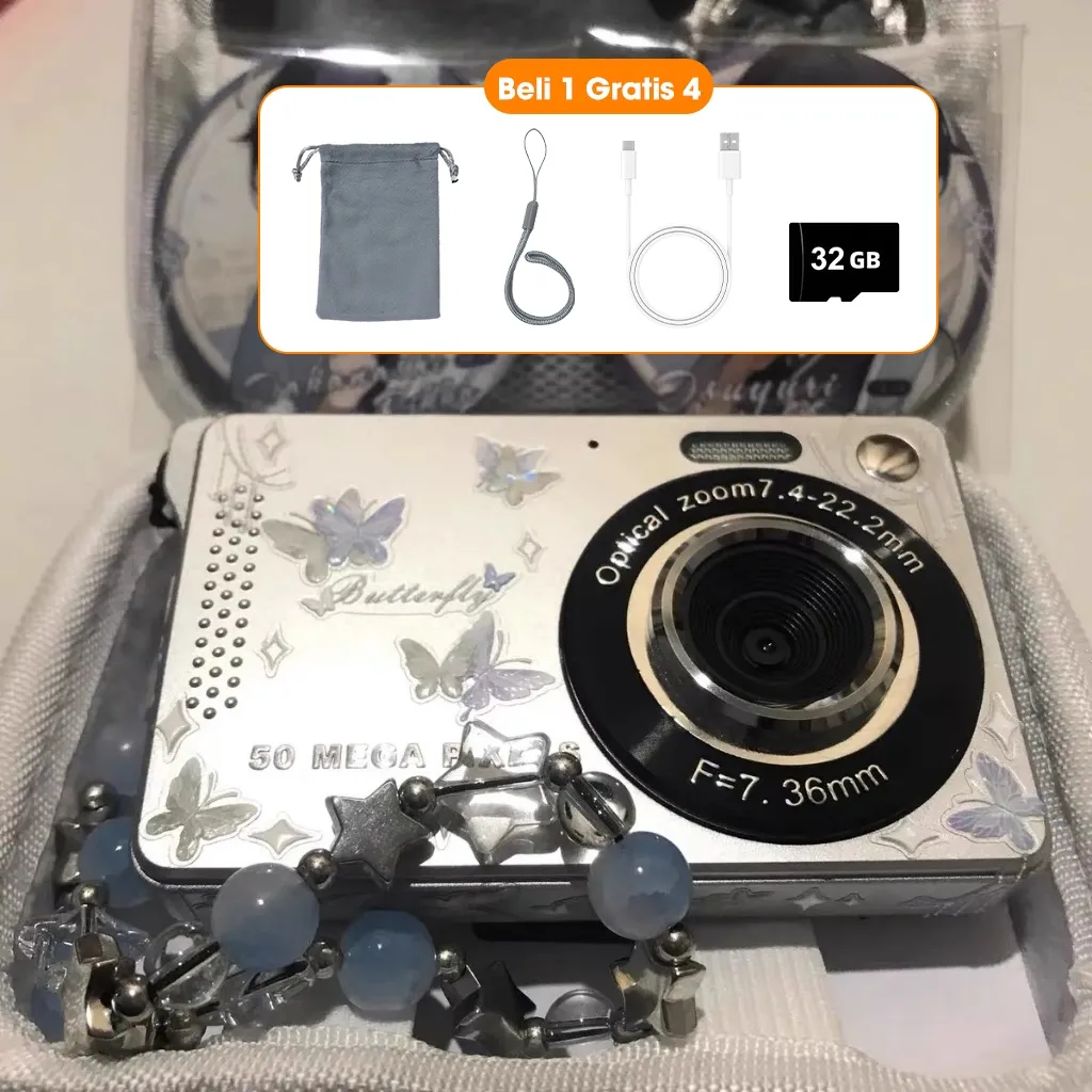 [GRATIS Kartu Memori 32GB]T-JERZEN Kamera Digital CCD Zoom 16X Anti-Goyang Rekaman HD 1080P Super Jernih Fitur Auto Focus & Smile Detection Compact Minimalis Baterai Tahan Lama Cocok untuk Travelling Vlog dan Hadiah untuk Pelajar M08