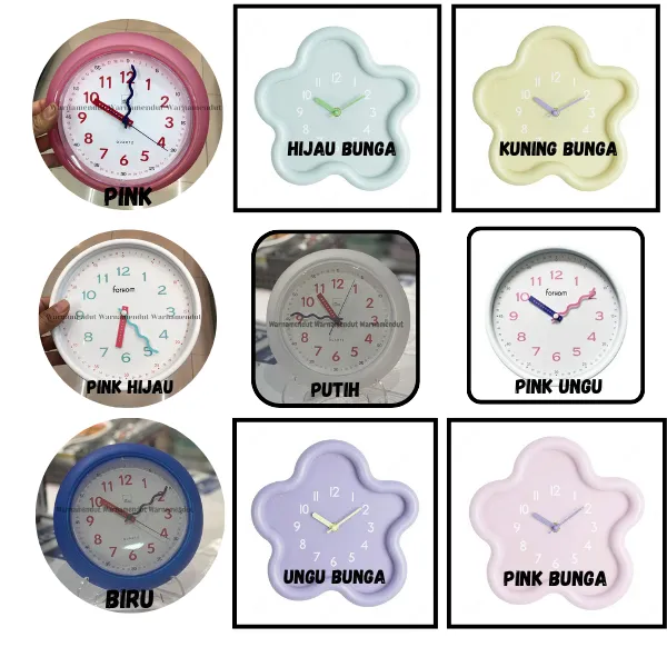 Jam Dinding Edukasi Anak Jam Analog Aneka Warna Lucu Dekorasi Kamar WMO AZIF8779