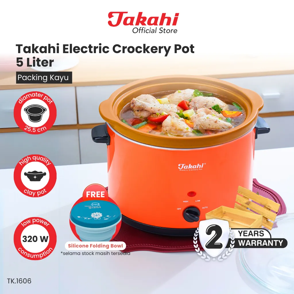 Takahi Electric Crockery Pot 5 Liter |  (INCLUDE PALET) | Slow Cooker