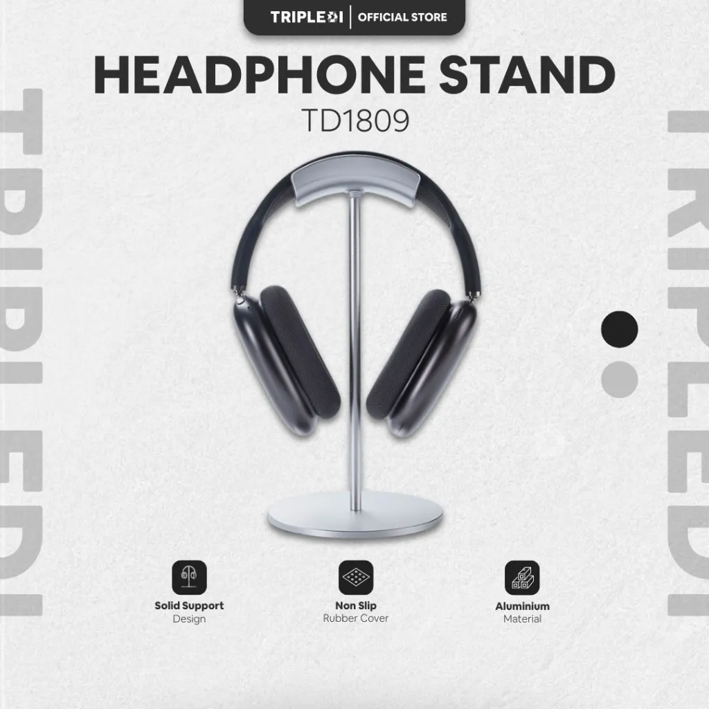 TRIPLEDI Stand Headphone TD1809 Aluminium Alloy Holder Headset Gaming Detachable For AirPods Max Tempat Display Hanger Bracket Portable Anti Slip