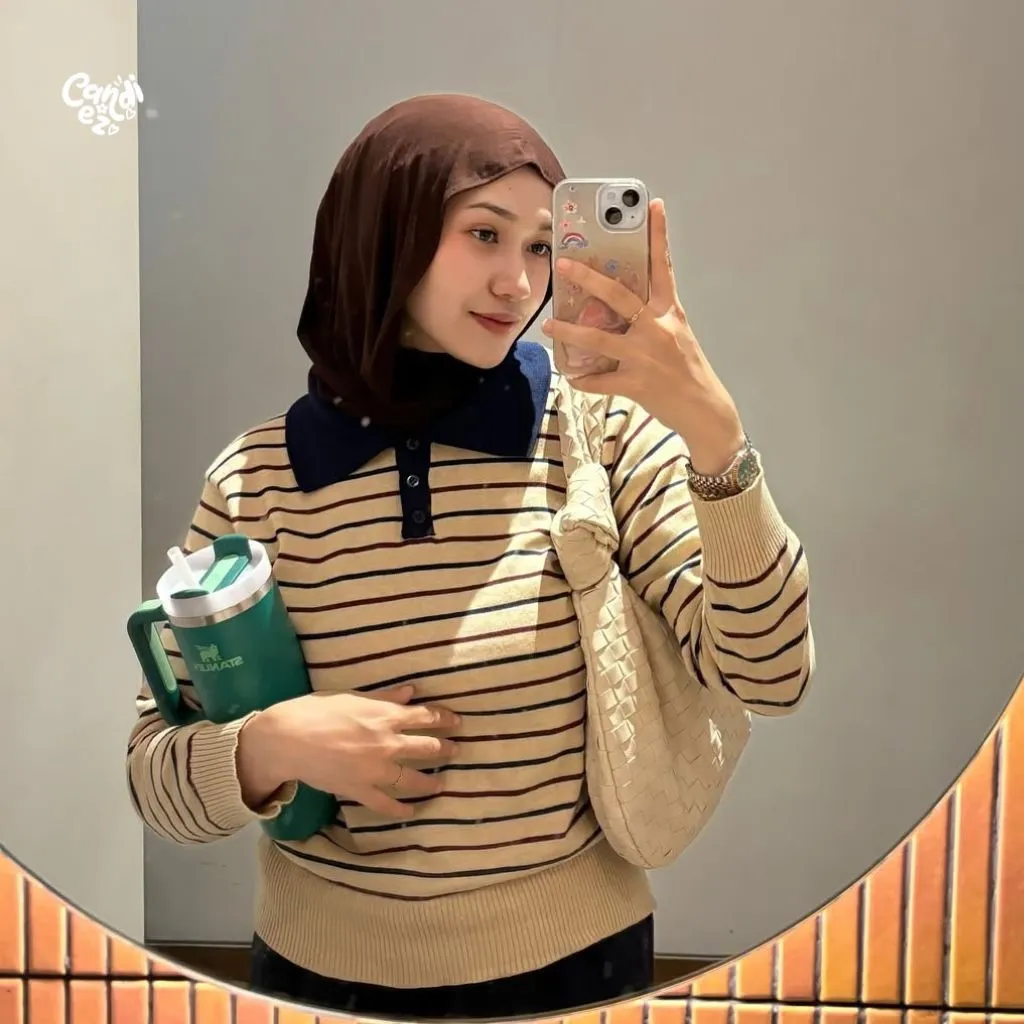 CANDIEZ MAUDY Polo Sweatshirt | Polo Knit Dingin Lembut Halus