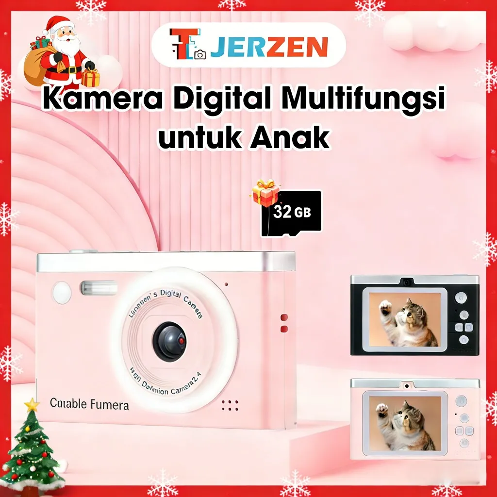 T-JERZEN Kamera Digital 48MP, Portable untuk Pemula - Baterai 700mAh Tahan Lama, Hadiah Ideal untuk Anak dan Pelajar M12