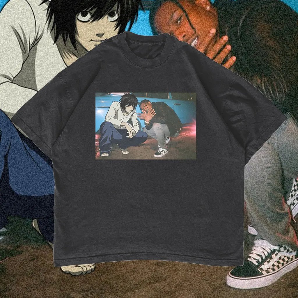 Travis Scott & Lawliet Death Note Oversized T-shirt Anime #08