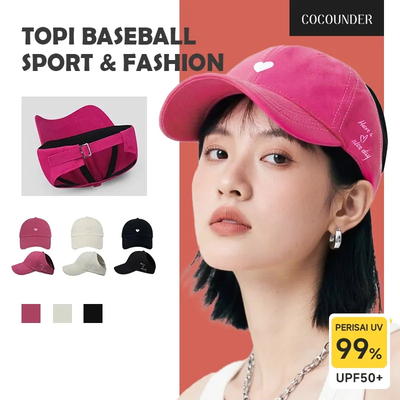 COCO Topi BaseBall Wanita Korean Anti UV Gaya Fashion Sports Olahraga Hat Cap Casual Topi Trucker