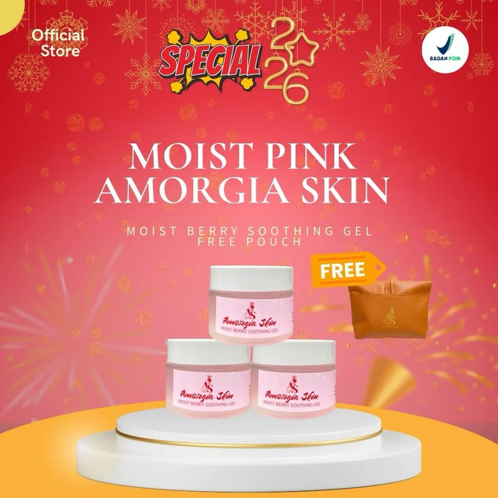AMORGIA SKIN - (Isi Tiga) Moist Pink Amorgia (Moist Berry Shooting Gel) Free Pouch