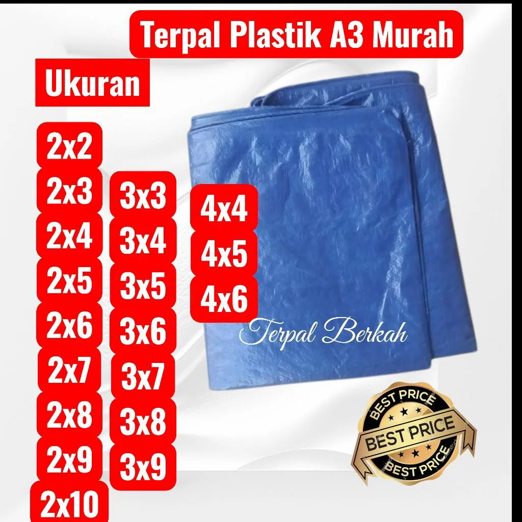 TERPAL PLASTIK LEMBARAN MURAH TYPE A3 BERBAGAI UKURAN