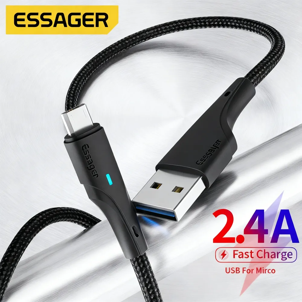 ESSAGER 2.4A Kabel Data Usb To Lightning 3A Kabel Usb to Type C 2.4A Kabel Usb To Mirco Untuk Android Iphone Ipad Fast Charging Support Fast Charging