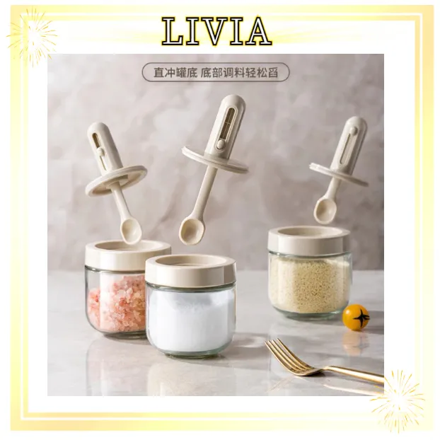 LIVIA Tempat Bumbu Dapur Adjustable Dengan Takaran Wadah Bumbu Dapur Kapasitas 300ML