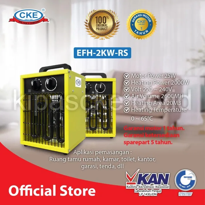 AIR HEATER/ PEMANAS RUANG CKE EFH-2KW-RS 220-240V PEMANAS RUANGAN