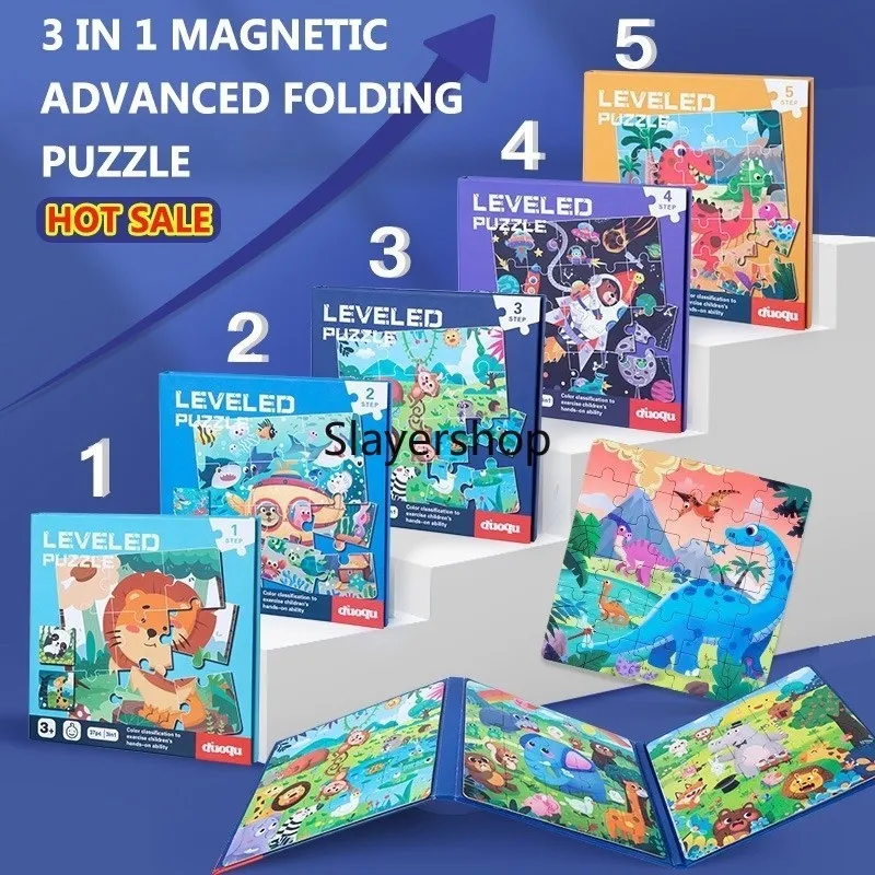 Buku Puzzle Magnet / Booklet Magnetic Puzzle 3 in 1 Dengan 5 Step Variasi Mainan edukasi anak