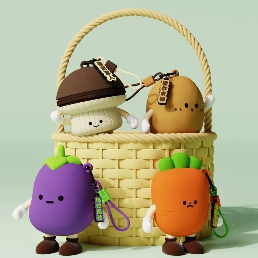 Dompet Vegetable Series Silicone Mini Storage Bag Cute Jamur Kentang Terong Wortel
