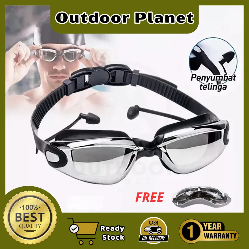 Outdoor Planet (GARANSI 1 TAHUN) Kacamata Renang Remaja Kacamata Renang Murah Anti UV & FOG Pro Tection+Ear Plug Anti,Lentur Swimming Glass Lensa Jernih OP
