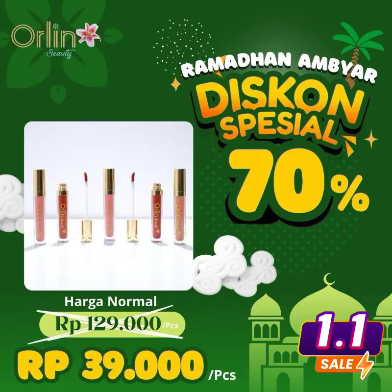Lipcream Orlin Beauty Lipstick Make Up Formula Long Lasting Tahan Lama Waterproof UV Filter BPOM