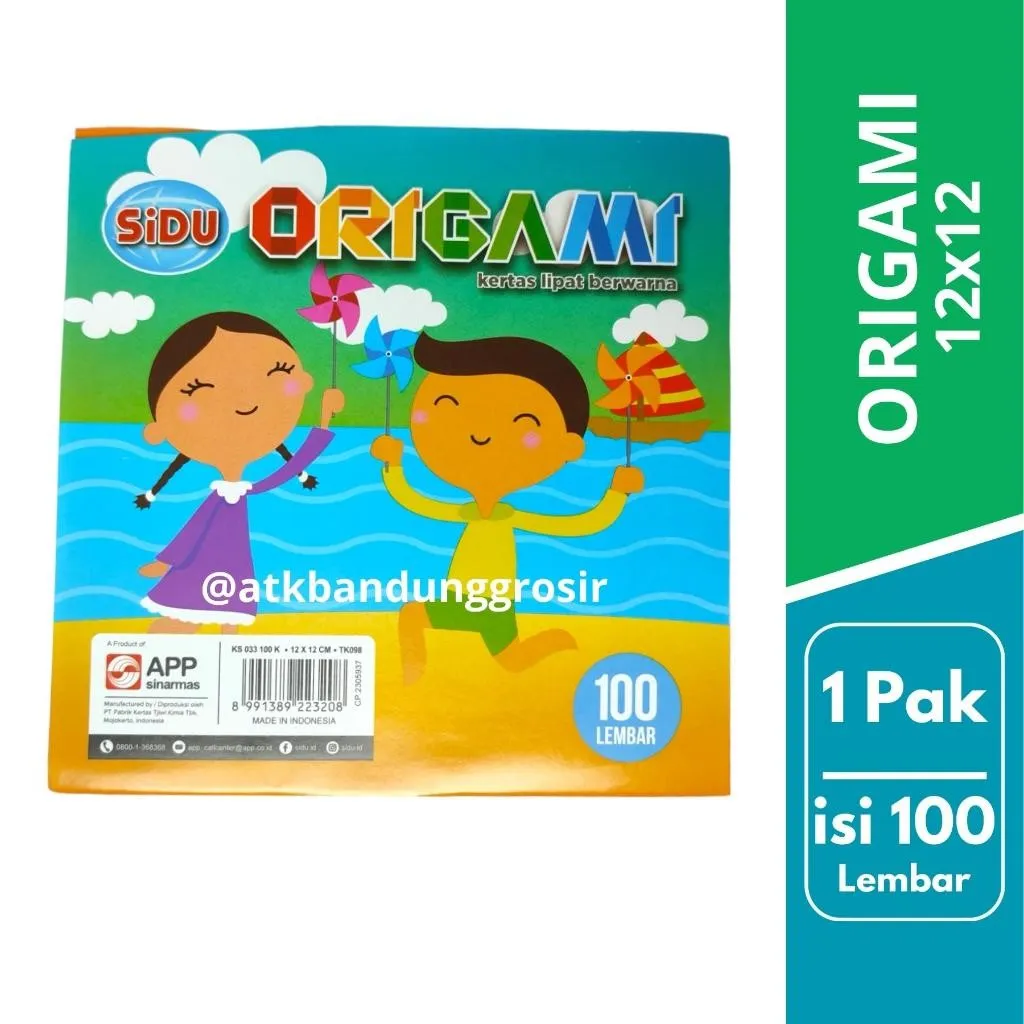 Kertas Origami Kertas Lipat Sinar Dunia Origami 12x12 isi 100 Lembar Warna Polos 1 Sisi - Set