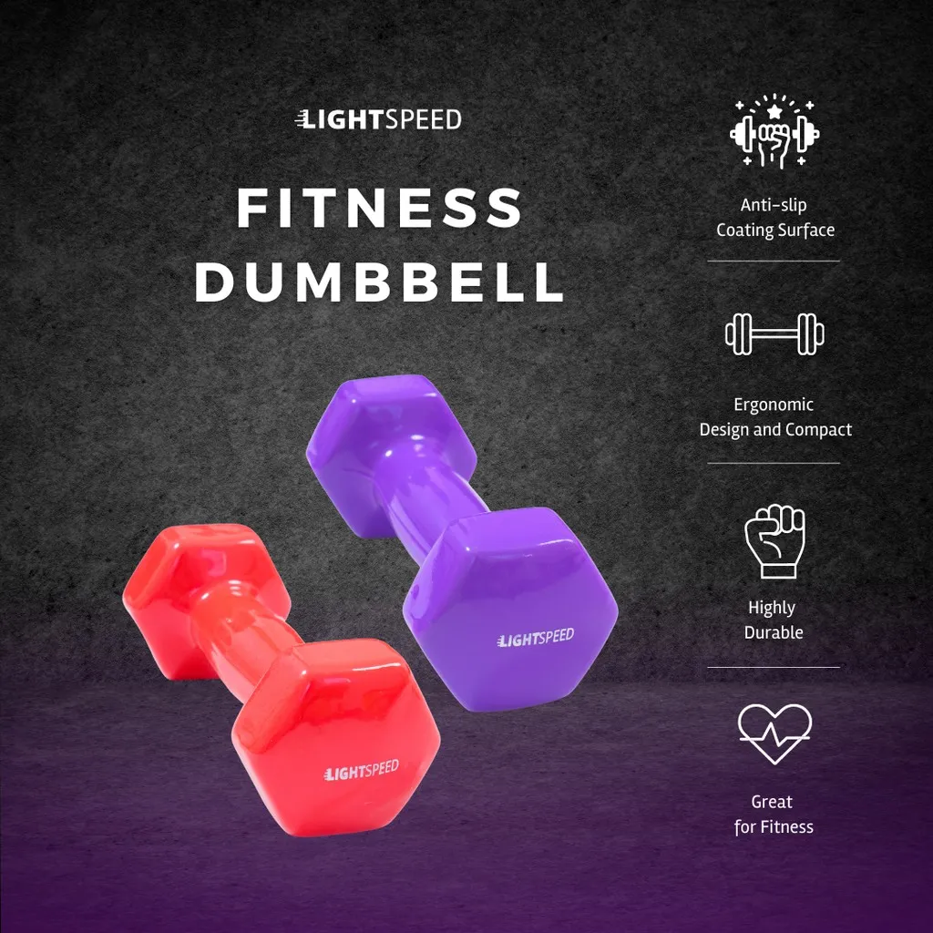 LIGHTSPEED Dumbell 2Kg / Barbel Mini / Barbel Wanita /  Vinyl Cewek / Yoga/latihan behan