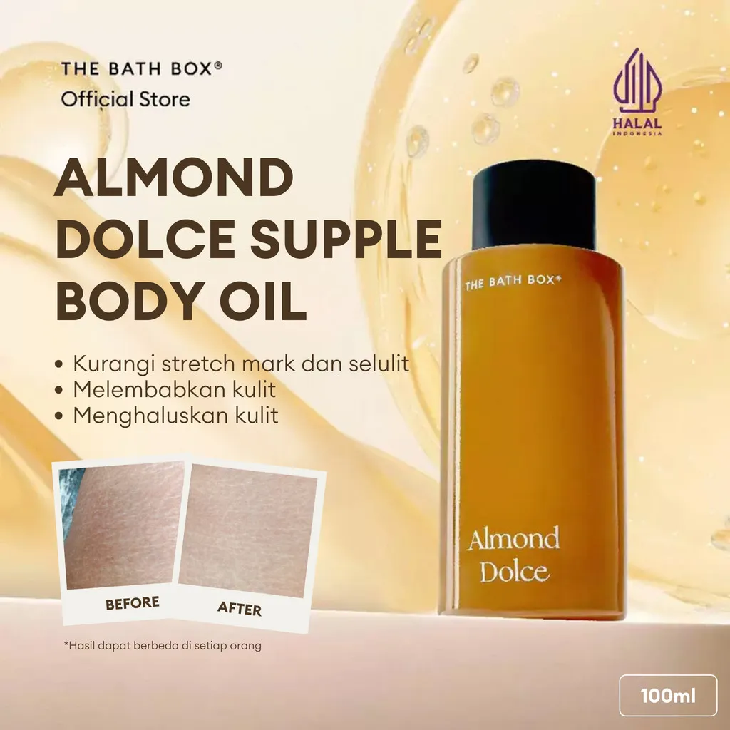 THE BATH BOX - Almond Dolce Supple Body Oil (Stretchmark, Anti-Stretchmark Ibu Hamil, Kulit Elastis, Cegah Stretchmark)