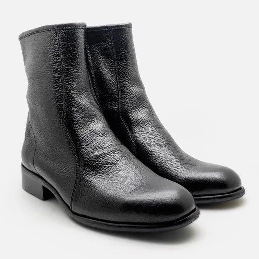 Guin Casalini High Ankle Boots Formal Kantor Pria Cow Leather G-BT 099 - Black