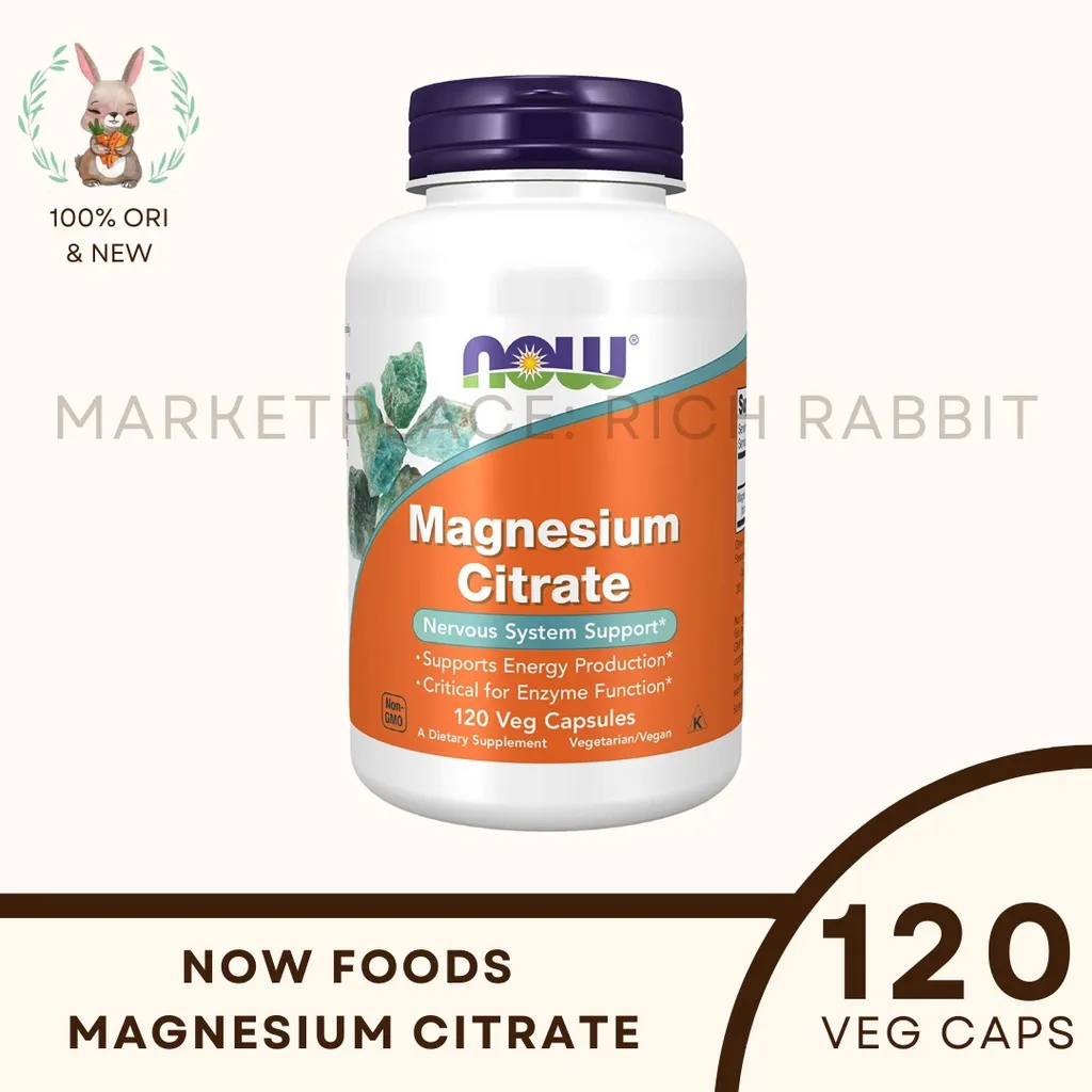 Now Foods Magnesium Citrate Nervous System Sistem Saraf 120 Veg Capsules