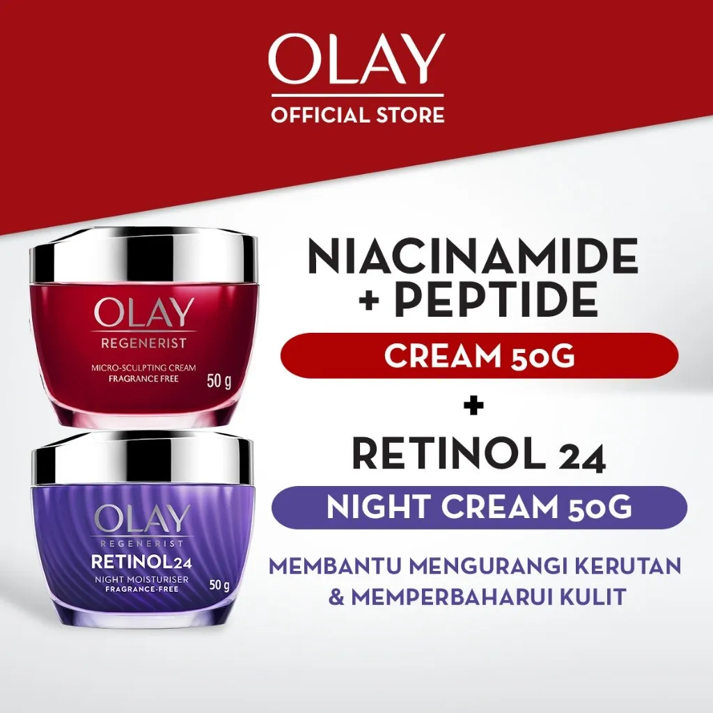 Olay Regenerist Micro Sculpting Day Cream + Retinol 24 Night Cream Niacinamide Skincare Antiaging 50g
