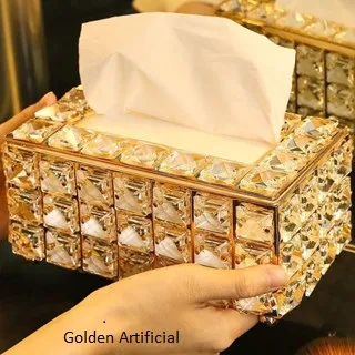 Kotak Tisu | Gold | Tempat Tisu Kaca Elegant | Tissue Kristal | Emas | Tissu Organizaer | Box Cantik